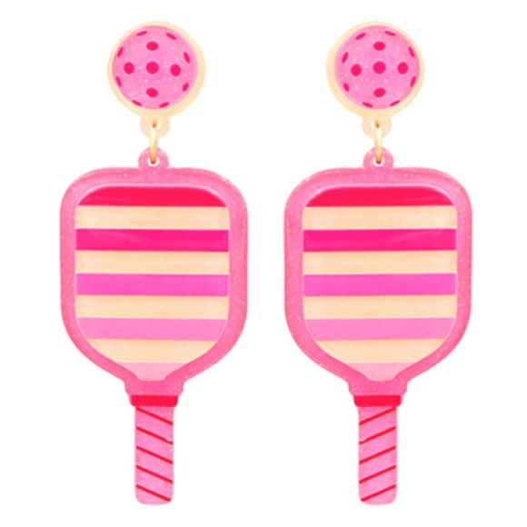 Stripe Pickleball Earrings - Picture 1 of 1